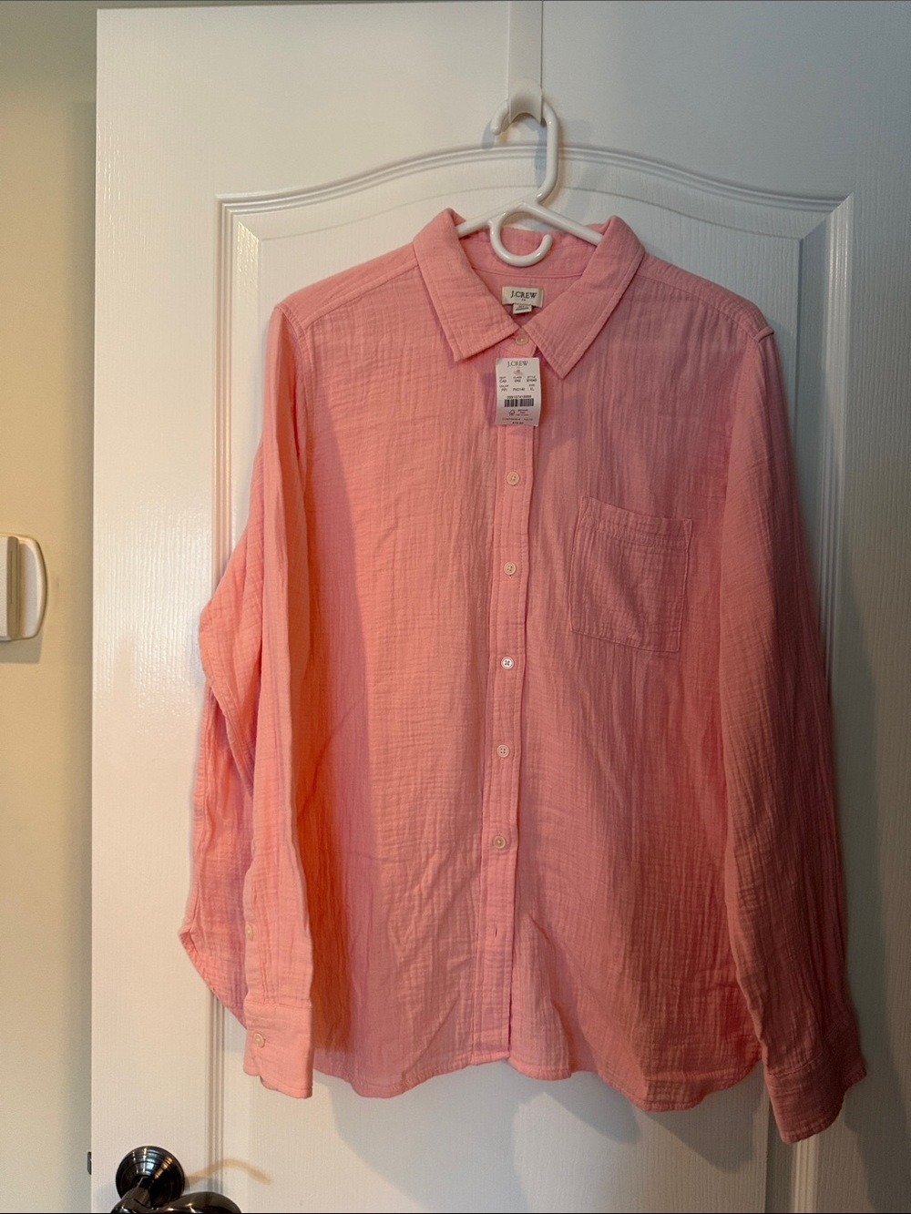 NWT J Crew Soft Cotton Soft Pink Button Up - Long Sleeve - size XL
